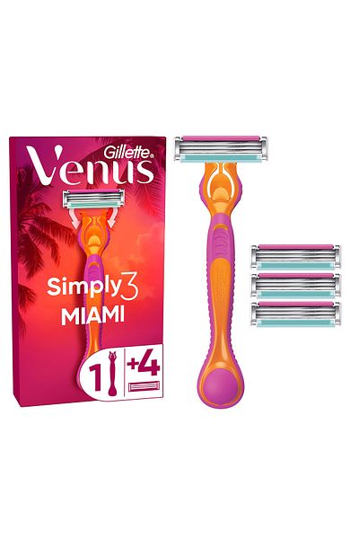 Gillette Venus Simply Venus 3 Miami Shaver Body + 4 Blades