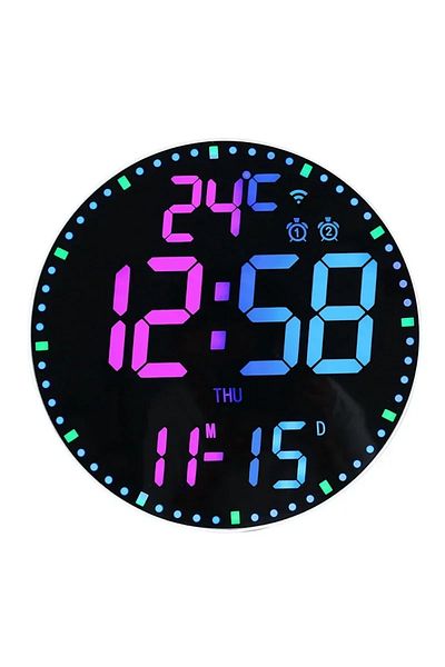 Choice Wifi APP Control Black Shell RGB LED Digital Wall Clocks Intelligent Wifi App Control Temperature Da