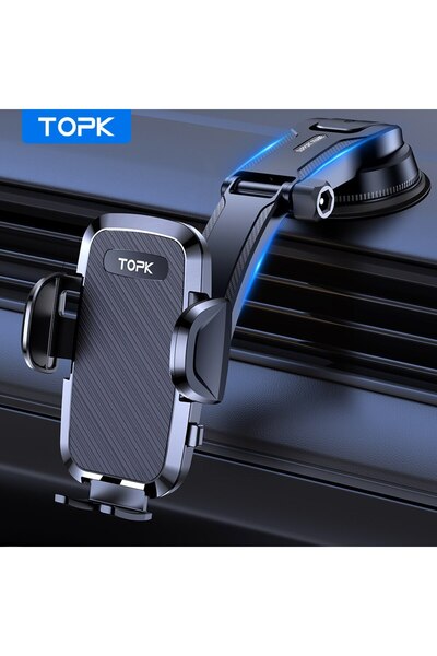 Choice حامل هاتف TOPK للسيارة 2 في 1 للوحة القيادة وحامل هاتف بدون استخدام اليدين