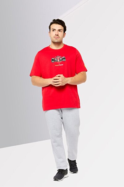 Puma x Scuderia Ferrari Men Sportswear Fit Graphic Print Short Sleeves Outdoor T-Shirt, Red