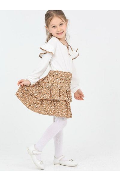 hecele kids Pleated Flower Patterned Skirt Girl Suit Age 3/10