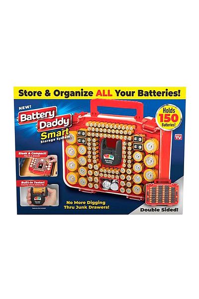 AS SEEN ON TV Battery Daddy Smart Battery Storage System Red and Clear