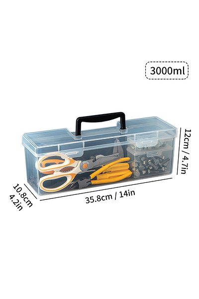 Choice Black 3000ml WORTHBUY Transparent Tool Storage Box With Handle Portable Sealed Dustproof Tools Stora