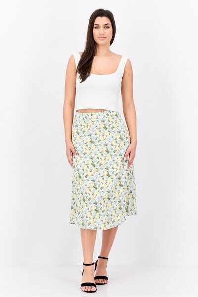 Steve Madden Women Floral Print Midi Skirt, Multicolor