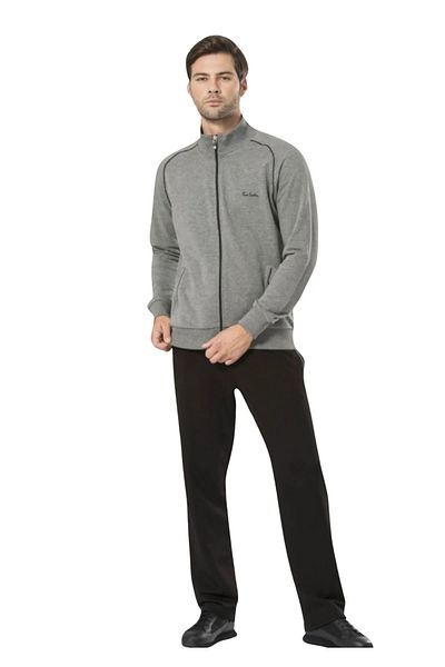 Pierre Cardin Men's Licensed Cotton Long Sleeve Regular Fit Zippered Bottom Top Tracksuit Set