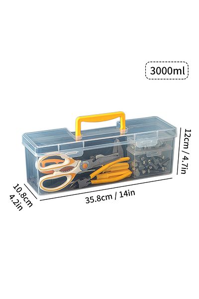 Choice Yellow 3000ml WORTHBUY Transparent Tool Storage Box With Handle Portable Sealed Dustproof Tools Stor