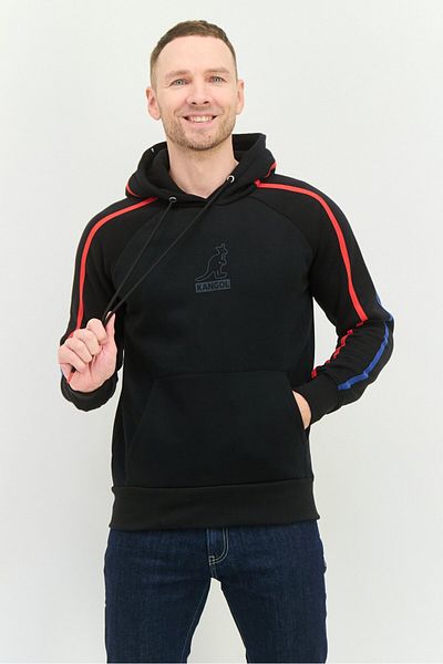 Kangol Men Graphic Print Long Sleeves Hooded Sweatshirt, Black