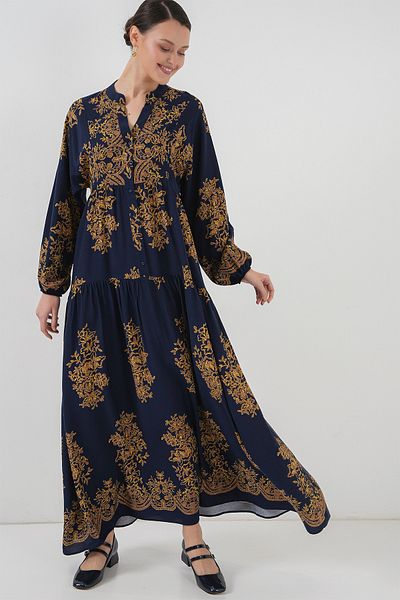 Bigdart Y.Blue 2423 Modell Authentisches gemustertes Kleid