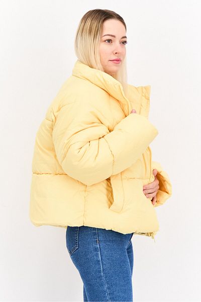 Monki Women Quilted Puffer Jacket, Yellow