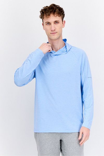 Swiss Alps Men Sportswear Fit Long Sleeves Training Hoodie, Heather Blue