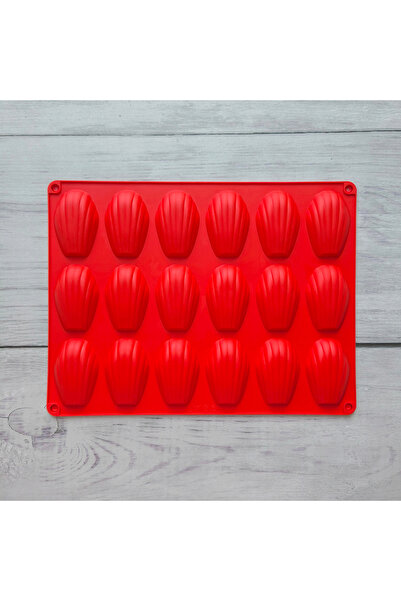 Choice قالب كيك مادلين سيليكون أحمر مكون من 18 تجويف على شكل صدفة من الشوكولا...