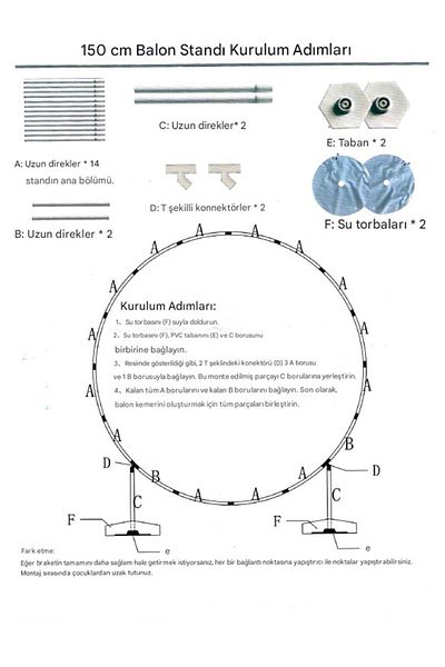 Parti Atölyesi 150 cm Giant Balloon Circle Making Apparatus Plastic Footed Balloon Stand