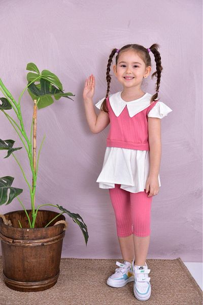 TRENDİMİZBİR Baby Collar Καλοκαιρινό Κοριτσίστικο Καλσόν Κάτω Σετ