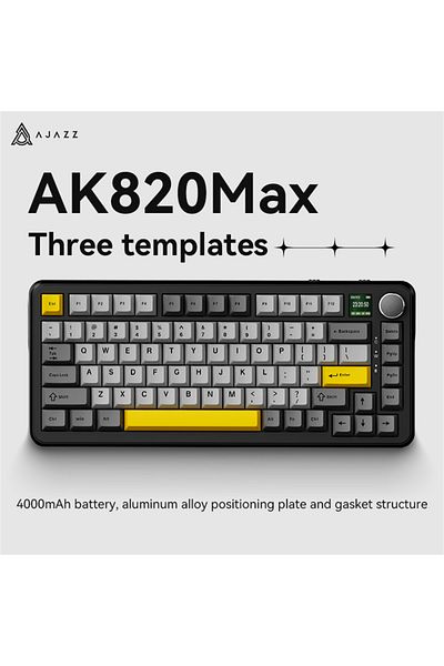Ajazz Gray - Three Molds Magnetic Shaft Mechanical Keyboard Ak820max Gaming Wired Triple Mode Custom