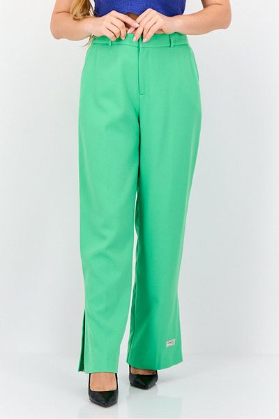The Giving Movement Women Regular Fit Embroidered Logo Flare Pants, Green