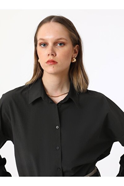 Benin Regular Kalıp Poplin Gömlek - Siyah - Benin