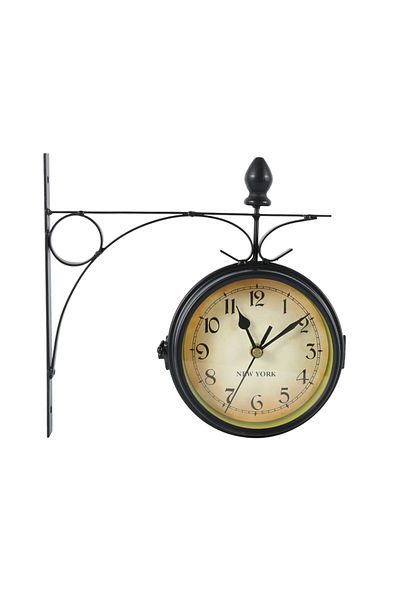 Choice 1pc Wall Clock Retro Double-sided Wall Clock Battery Operated Silent Station Clock Antique Wall Cloc