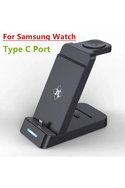 Choice حامل شاحن لاسلكي 3 في 1 من سامسونج، أسود، لهاتف iPhone 14 13 12 11 X، وشحن سريع لهاتف Samsung S22 S21