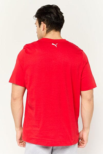 Puma x Scuderia Ferrari Men Sportswear Fit Graphic Print Short Sleeves Outdoor T-Shirt, Red