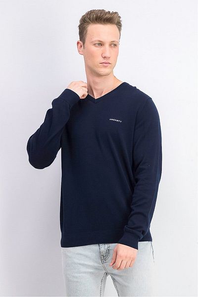 Hackett Men V-neck Long Sleeve Sweater, Atlantic