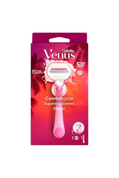 Gillette Venus Comfortglide Sugarberry Scented Miami Women's 5-Blade Razor