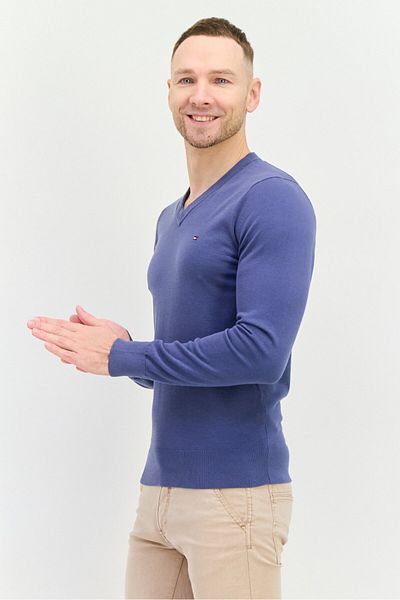 Tommy Hilfiger Men V-neck Embroidered Sweatshirts, Faded Navy