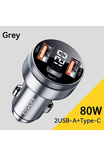 Choice PD QC 80W Essage 80W Car Charger USB Type C Dual Port USB Phone Charger PD Fast Charging For iPhone