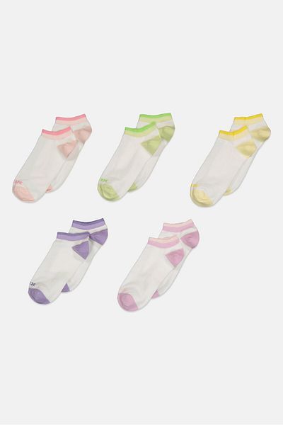 RBX Women 5 Pairs Brand Logo Outdoor Ankle Socks, Multicolor