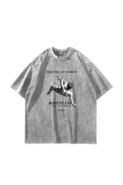Sekizbiraltı Icarus Loader Printed Unisex Oversize Λευκό T-Shirt