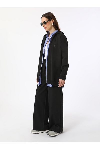 Benin Soft Textured Zipper Detailed Double Suit - Black - Benin