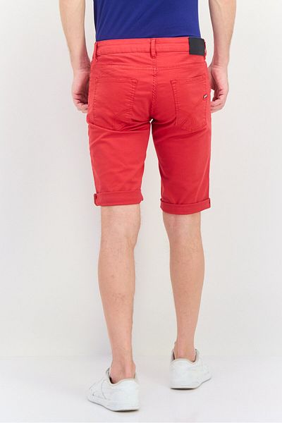 GAS Men Brand Logo Denim Short, Red