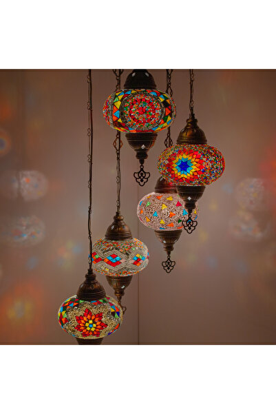 mosland home 13 Çeşit , Mozaik Lamba 5'li Osmanlı Otantik Renkli Camlı El Yap...