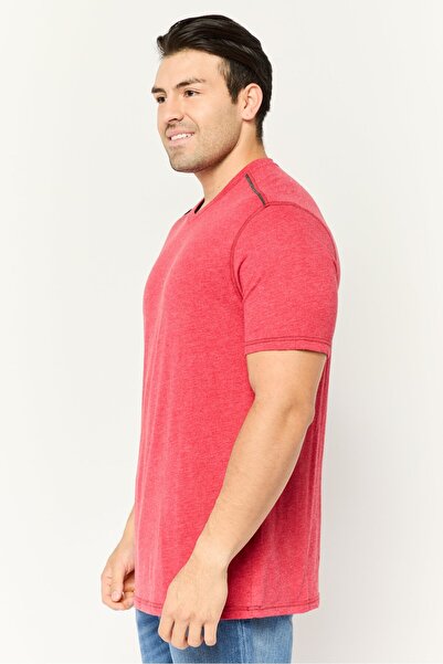 Company Eighty One Men V-Neck Short Sleeve Heather T-Shirt, Red