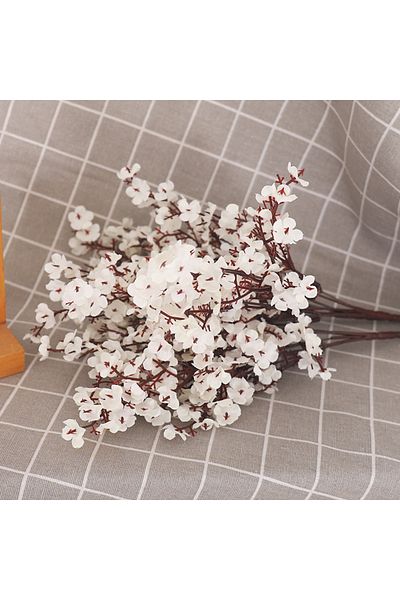 Choice White 5 Forks Plum Artificial Flowers Silk Gypsophila Flowers Home Living Room Vase Decor Fake Weddi