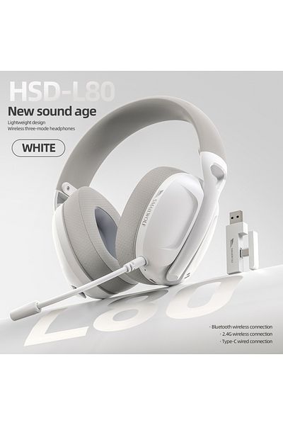 Choice White Smailwolf L80 Bluetooth Wireless Wired Three-mode Gaming Headset Laptop Home Lightweight Heads