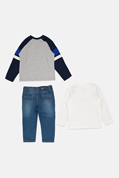 BENCH Toddlers Boy 3 Piece Long Sleeve Brand Logo Top And Bottom Set, Grey