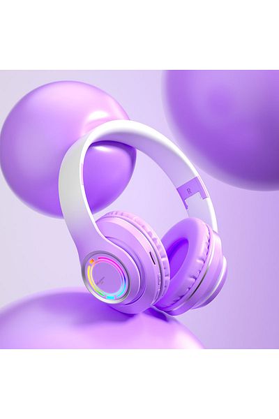 Choice V3-purple Wireless Bluetooth Headphones Children's Multi-color Light Headsets with Microphone can be