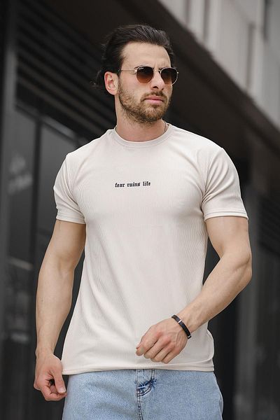 Oksit Ανδρικό μπλουζάκι Ft Fear Printed Crew Neck Lycra Slim Fit