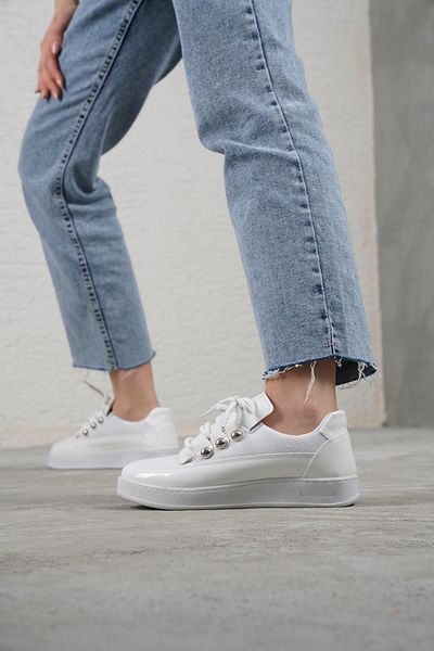 Beyond Λευκό Sneaker - Λουστρίνι BYNDK96 Model Γυναικεία Παπούτσια