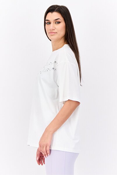 Steve Madden Women Crew Neck Short Sleeve Graphic Print T-Shirt, White