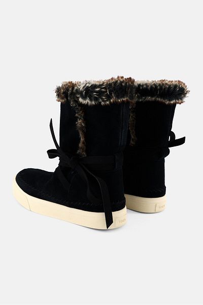 Toms Women Vista Slip On Faux Fur Suede Ankle Boots, Black