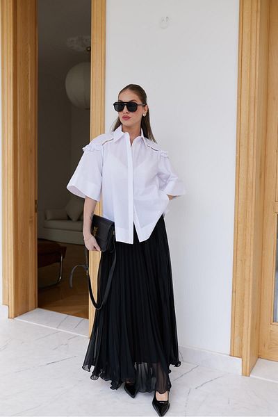 Askı Nişantaşı Black Elastic Waist Pleated Lined Tulle Skirt