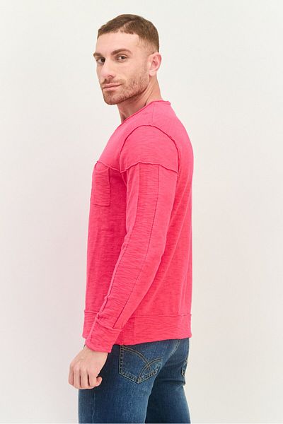 GAS Men Round Neck Solid Long Sleeves Sweatshirt, Pink