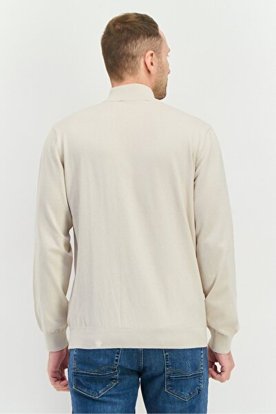 French Connection Men Mock Neck Solid Sweater, Oatmeal Melange