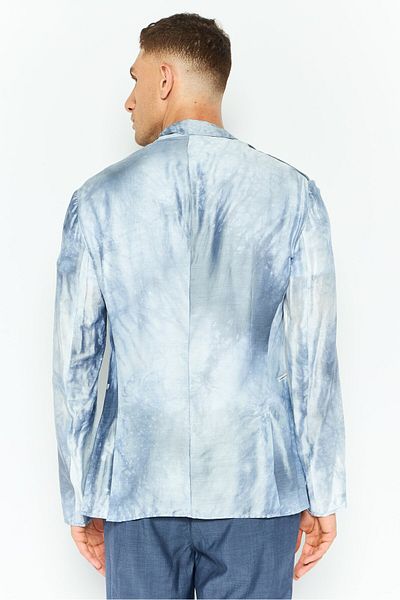 Emporio Armani Men Regular Fit Allover Print Casual Blazer, Slate Blue