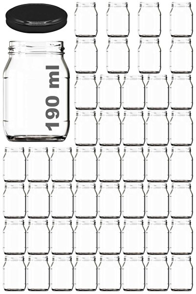 Afracam 190 ml Metal Siyah Kapaklı Konserve Kavanozu 190 Cc Şeffaf Bebek Mama Kavanoz 50 Adet