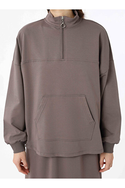 Benin Soft Textured Cotton Sweatshirt & Skirt Set - Mink - Benin