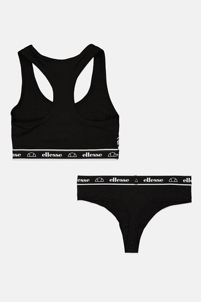 Ellesse طقم مكون من قطعتين حمالة صدر وملابس داخلية للنساء، أسود