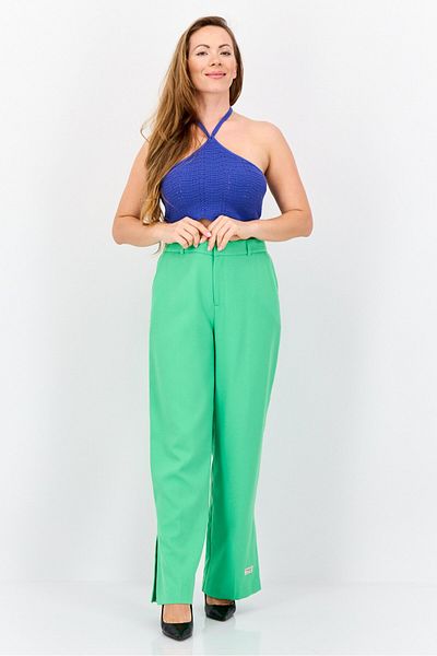 The Giving Movement Women Regular Fit Embroidered Logo Flare Pants, Green