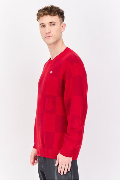 adidas Men Sportswear Fit Long Sleeve Outdoor Sweater, Red